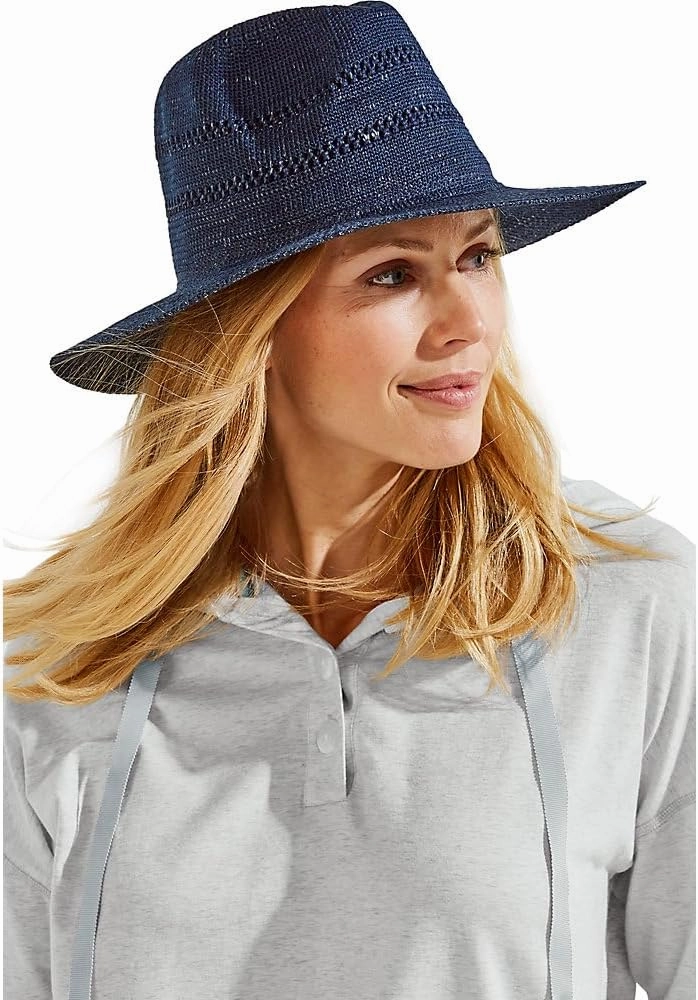 Coolibar UPF 50  Women's Nikki Crochet Fedora - Sun Protective