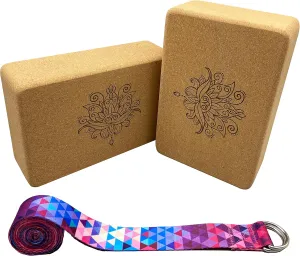 Cork Yoga Blocks & Strap Set for Better Balance