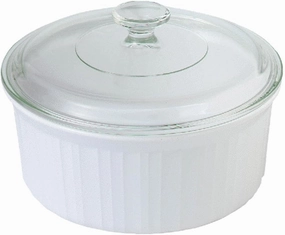 CorningWare 2-1/2-Quart Round French White Casserole Dish Set With Matching Glass Cover - Lid Set