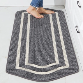 COSY HOMEER Long Kitchen Floor Mats for in Front of Sink Super Absorbent Kitchen Rugs and Mats 24"x48" Non-Skid Kitchen Mat Standing Mat Washable,Polypropylene,Dark Grey,Frame