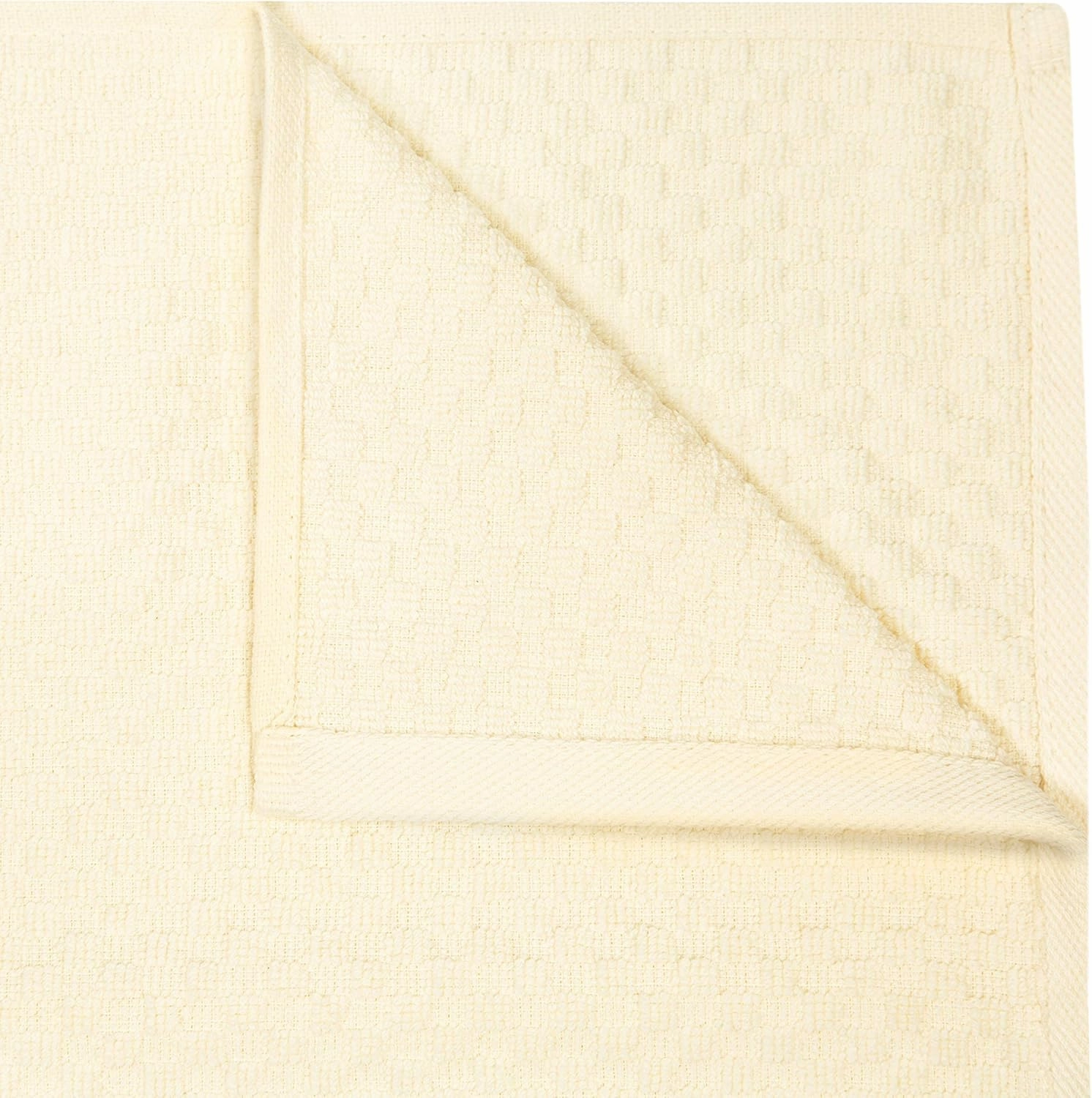 COTTON CRAFT Amazing Kitchen Towels - Set of 12 Terry Towels - 100% Cotton Euro Café Waffle Weave Dish Towel Set - Soft Absorbent Quick Dry Low Lint Reusable Pantry Bar Cleaning Cloth - 16x28 - Ivory