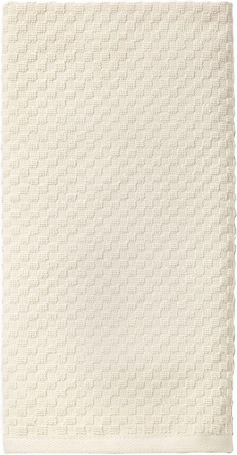 COTTON CRAFT Amazing Kitchen Towels - Set of 12 Terry Towels - 100% Cotton Euro Café Waffle Weave Dish Towel Set - Soft Absorbent Quick Dry Low Lint Reusable Pantry Bar Cleaning Cloth - 16x28 - Ivory