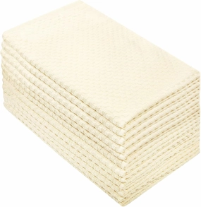 COTTON CRAFT Amazing Kitchen Towels - Set of 12 Terry Towels - 100% Cotton Euro Café Waffle Weave Dish Towel Set - Soft Absorbent Quick Dry Low Lint Reusable Pantry Bar Cleaning Cloth - 16x28 - Ivory
