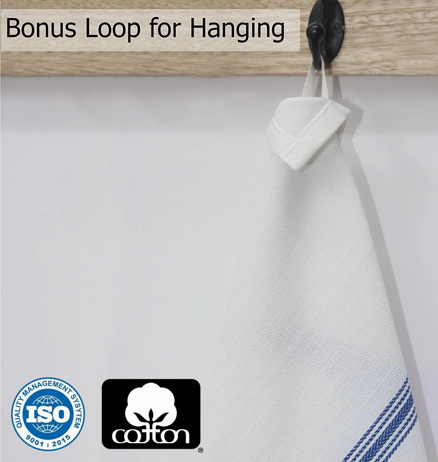 COTTON CRAFT Ultimate Kitchen Towel -12 Pack Scandia Stripe Dish Cloth - 100% Cotton Tea Towel - Absorbent Washable Reusable Low Lint Restaurant Bar Cleaning Cloth Napkins - Oversized 16x28 inch- Blue