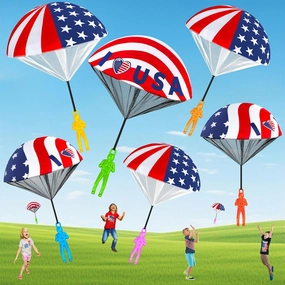 CPSYUB Parachute Toys for Kids Boys Girls: 4th of July Outdoor Toys Party Favors Gifts Prizes for 4 5 6 7 8 9 10 11 12 Year Old Kids - Parachute Army Men Toy for Outside Games (6 Pack)