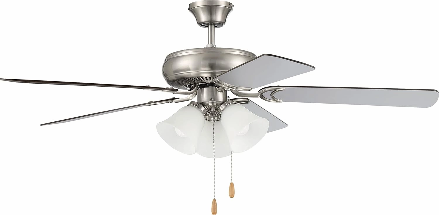 Craftmade DCF52BNK5C3W Decorator's Choice Light Kit 52" Ceiling Fan with Lights, Brushed Polished Nickel