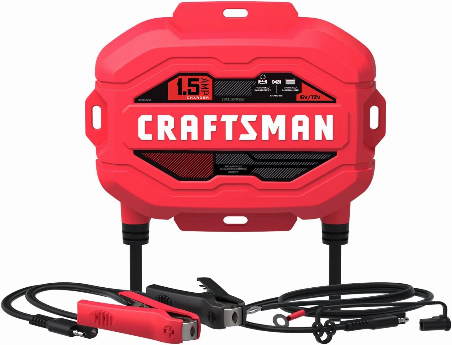 CRAFTSMAN Battery Charger and Maintainer, CMXCESM259, 3-in-1, Fully Automatic, 1.5 Amps, 6 Volt, 12 Volt, for Car, SUV, Truck, and Marine Batteries