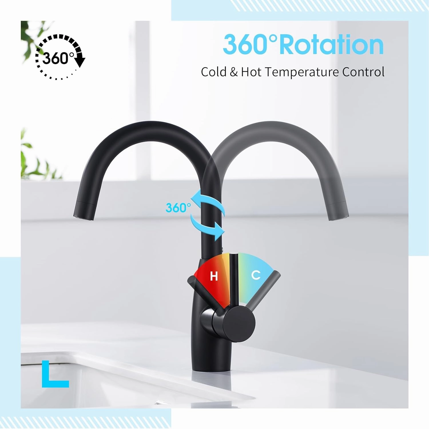 CREA Bar Sink Faucet, Sink Faucet Single Hole Black for Bathroom Kitchen Campers with Deck Plate Prep Wet Utility Small Mini Outdoor Faucet Vessel Farmhouse Vanity Lavatory