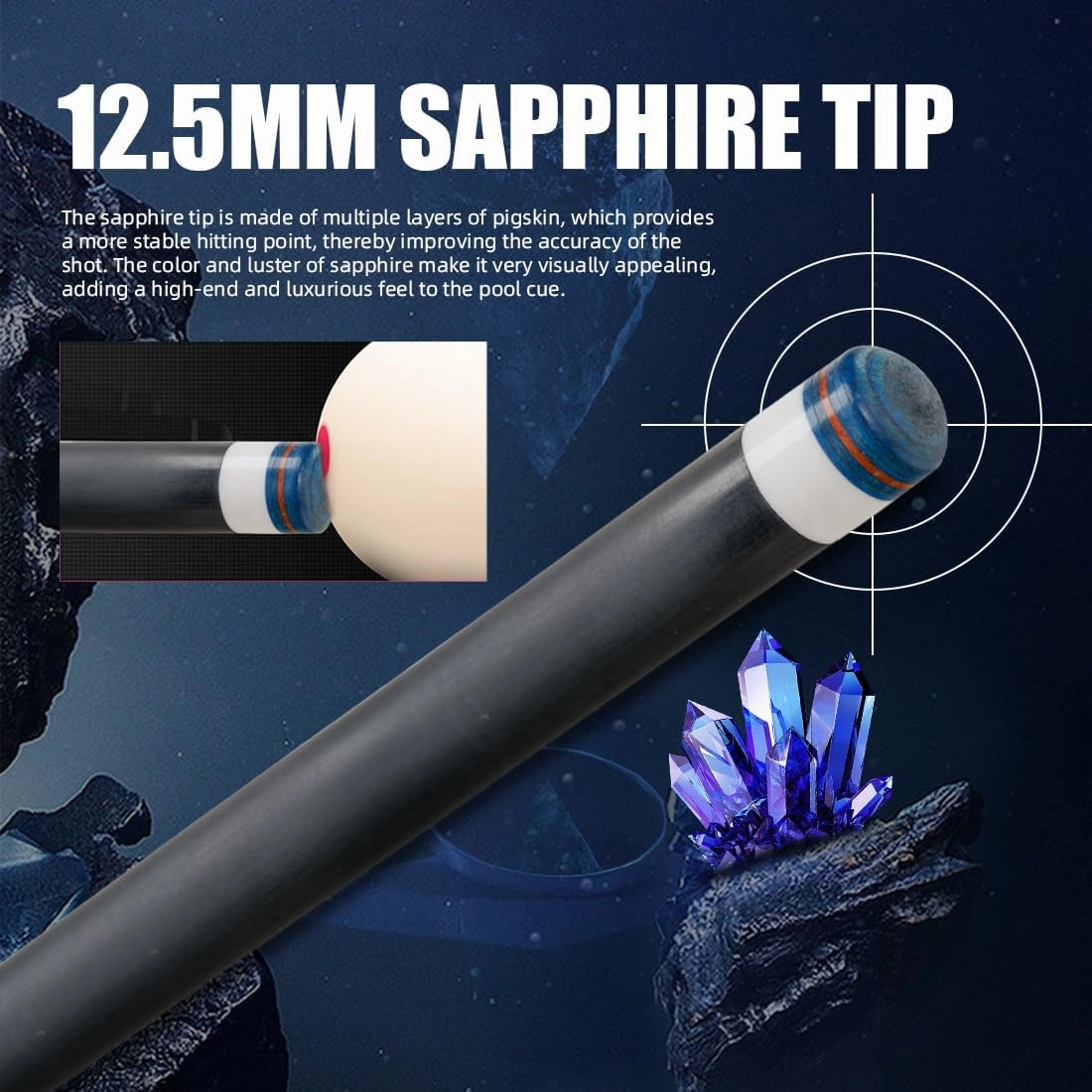CRICAL Carbon Fiber Pool Cue Stick 58" Billiard Cue Sticks Professional Low Deflection Pool Sticks with 3/8 * 8 Pin Joint and 12.5mm Tip