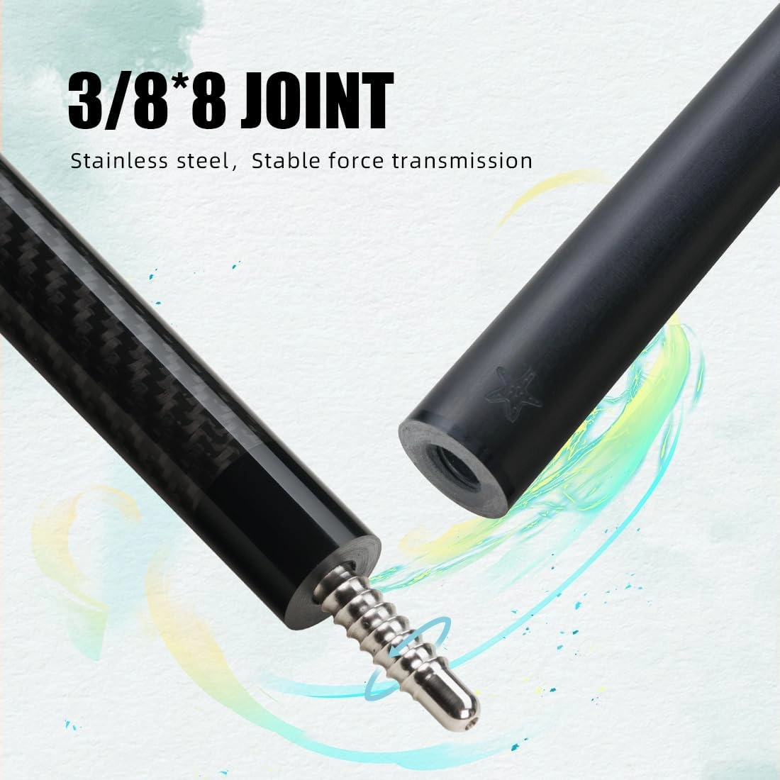 CRICAL Carbon Fiber Pool Cue Stick 58" Billiard Cue Sticks Professional Low Deflection Pool Sticks with 3/8 * 8 Pin Joint and 12.5mm Tip