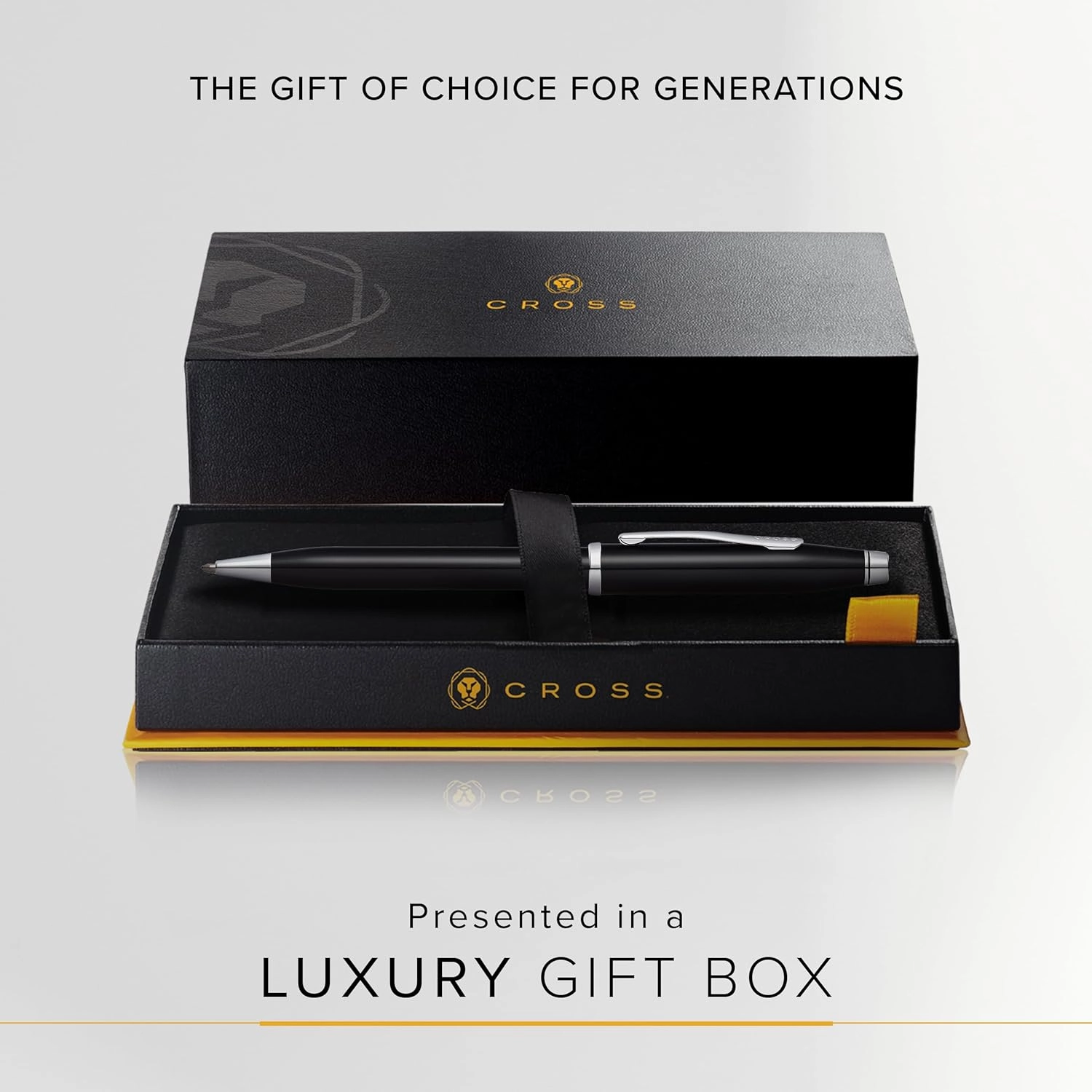 Cross Century II Refillable Ballpoint Pen Presented in a Luxury Gift Box - Medium Point, Black Ink, Black & Chrome