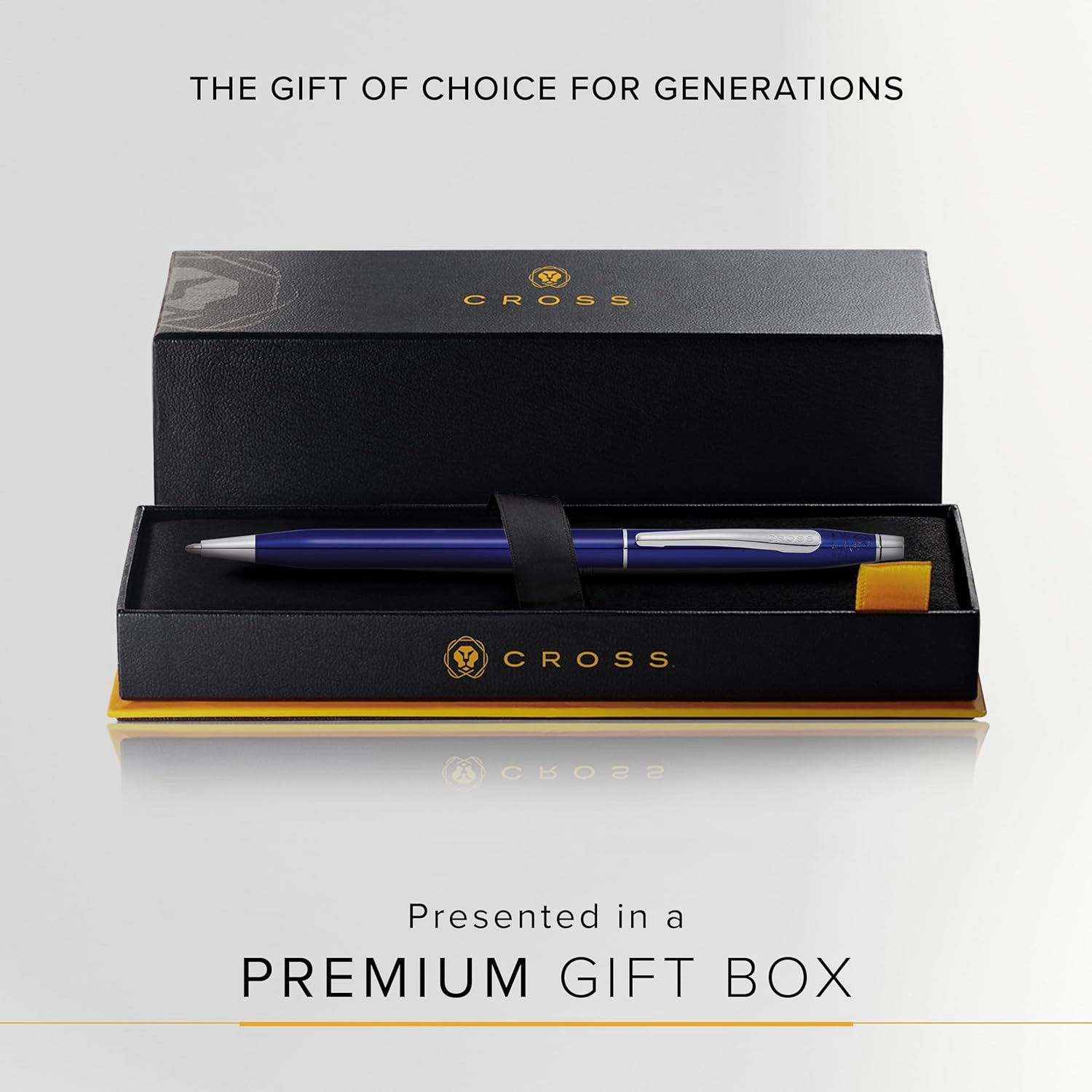 Cross Classic Century Refillable Ballpoint Pen Presented in a Luxury Gift Box - Medium Point, Black Ink, Translucent Blue