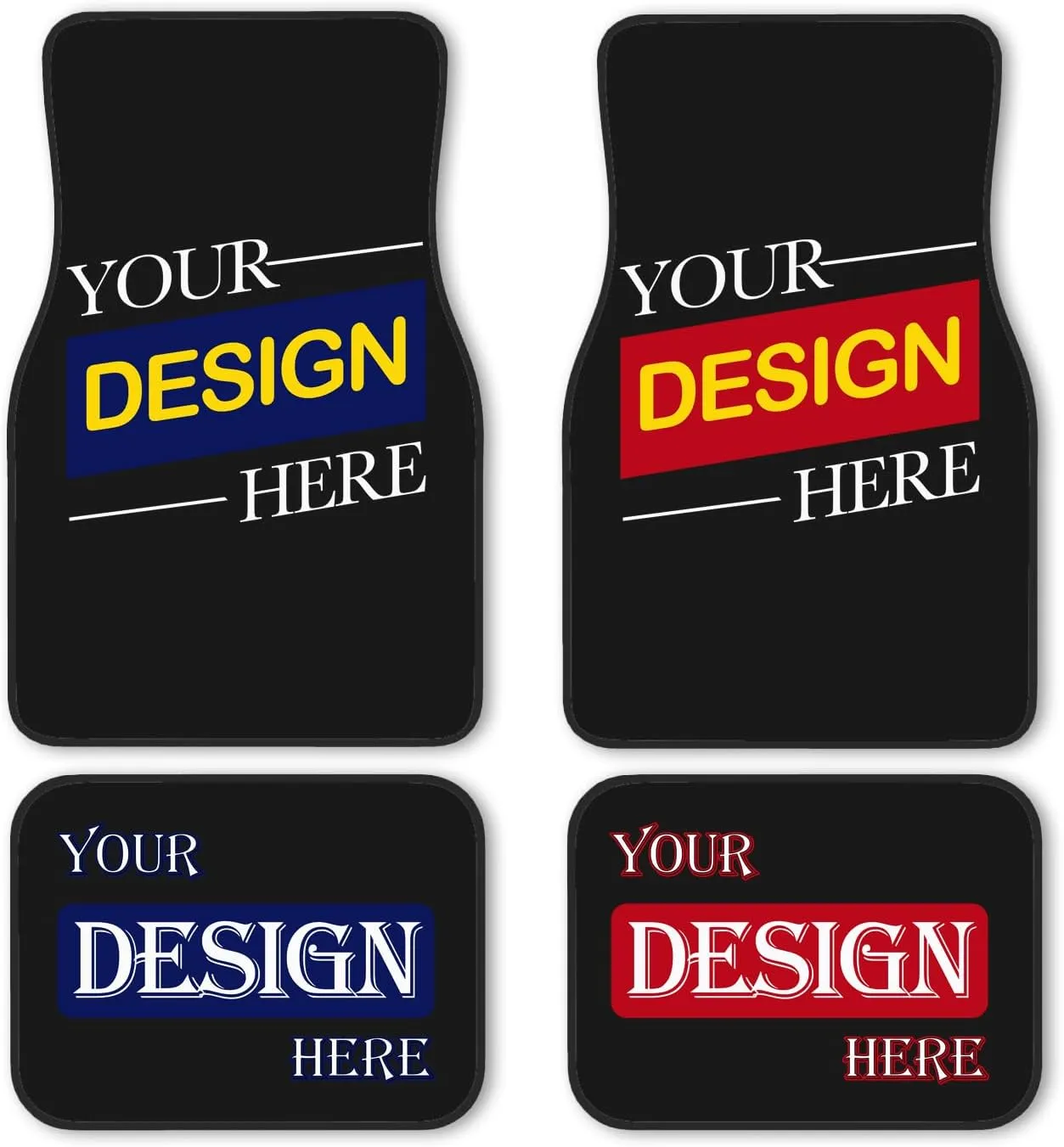 Custom Car Floor Mat Personalized Fit Car Mats with Your Customized Image Name Text 4 Pieces Set (Front & Rear) Soft Thickened Non Slip Waterproof Automotive Floor Mats for SUV Sedan Car Van