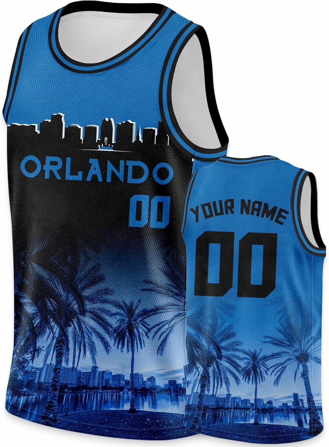 Custom Basketball Jersey City Night Skyline Shirt - Add Your Name and Number - Team Uniform for Men and Youth