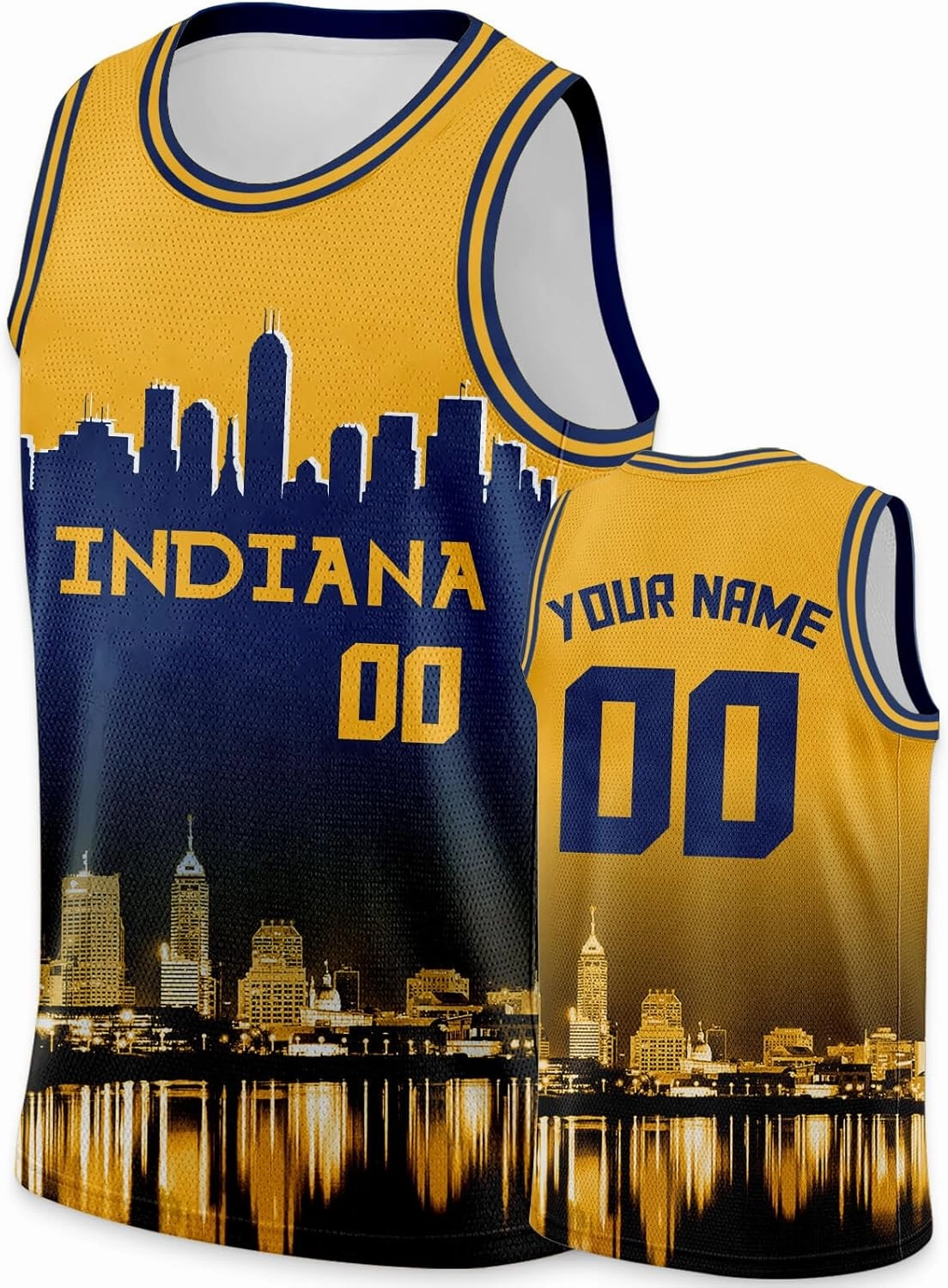 Custom Basketball Jersey City Night Skyline Shirt - Add Your Name and Number - Team Uniform for Men and Youth