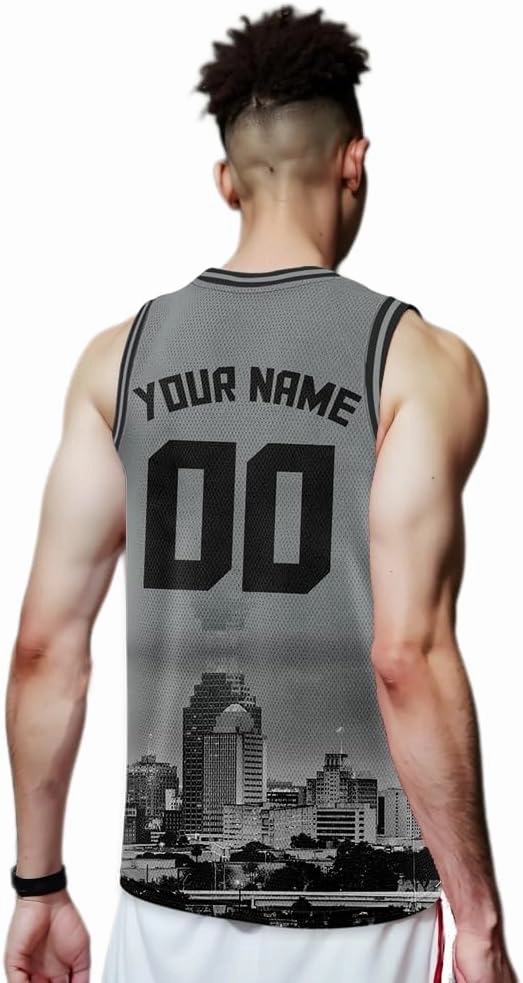 Custom Basketball Jersey City Night Skyline Shirt - Add Your Name and Number - Team Uniform for Men and Youth