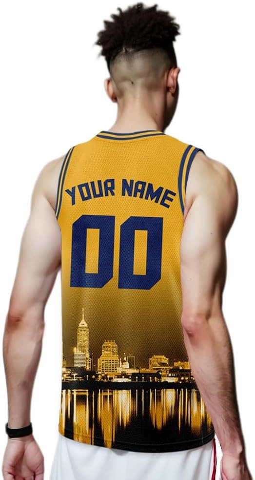 Custom Basketball Jersey City Night Skyline Shirt - Add Your Name and Number - Team Uniform for Men and Youth