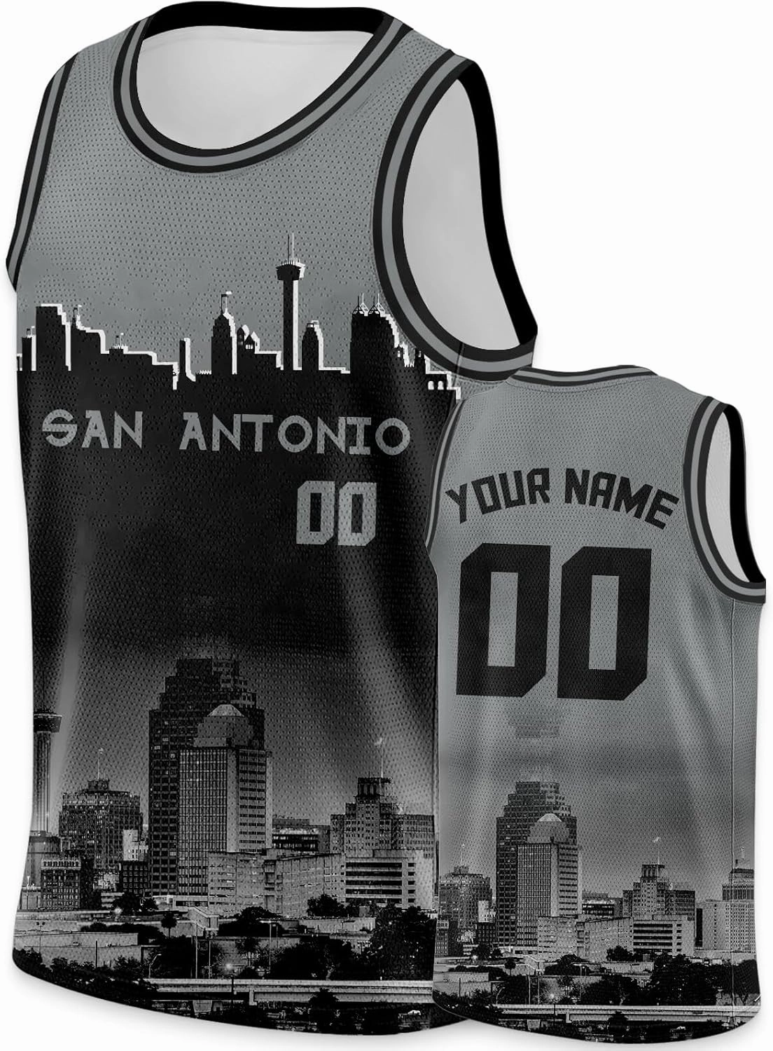 Custom Basketball Jersey City Night Skyline Shirt - Add Your Name and Number - Team Uniform for Men and Youth