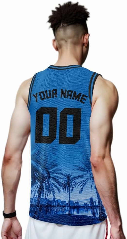 Custom Basketball Jersey City Night Skyline Shirt - Add Your Name and Number - Team Uniform for Men and Youth