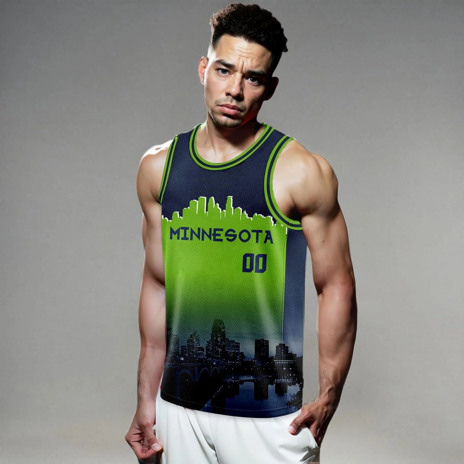 Custom Basketball Jersey City Night Skyline Shirt - Add Your Name and Number - Team Uniform for Men and Youth