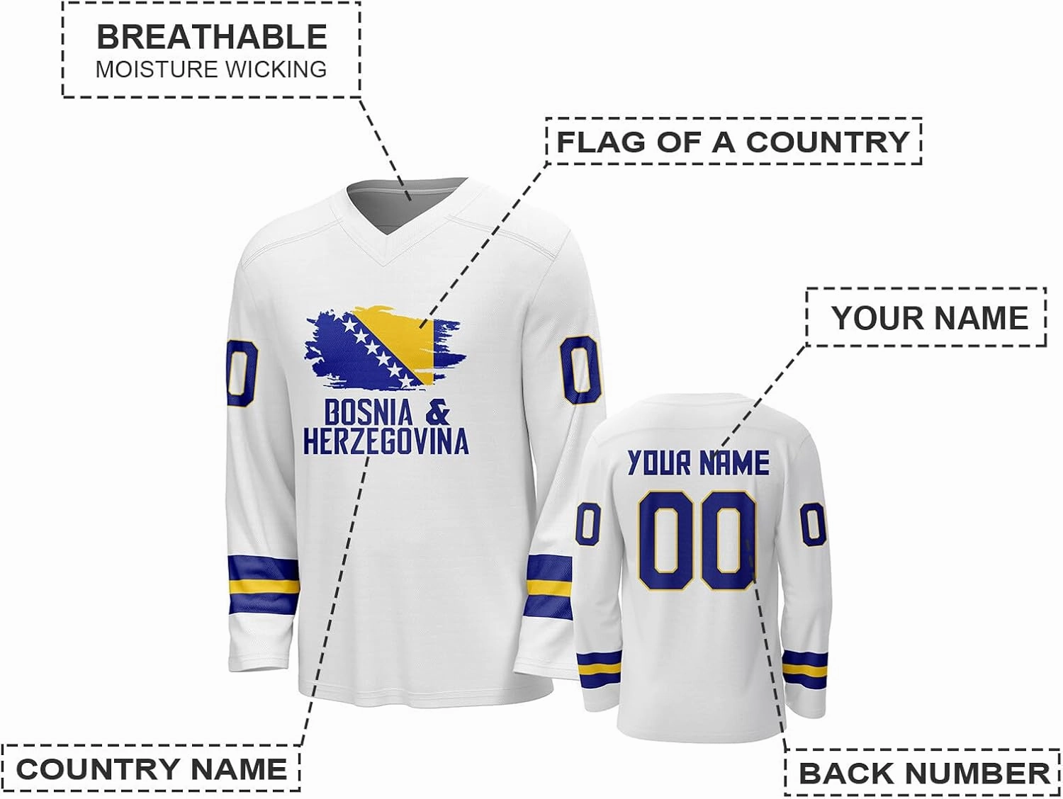 Custom National Hockey Jersey Personalized Name Number V-Neck Sports Ice Hockey Jersey Fans Gift for Men Women Youth