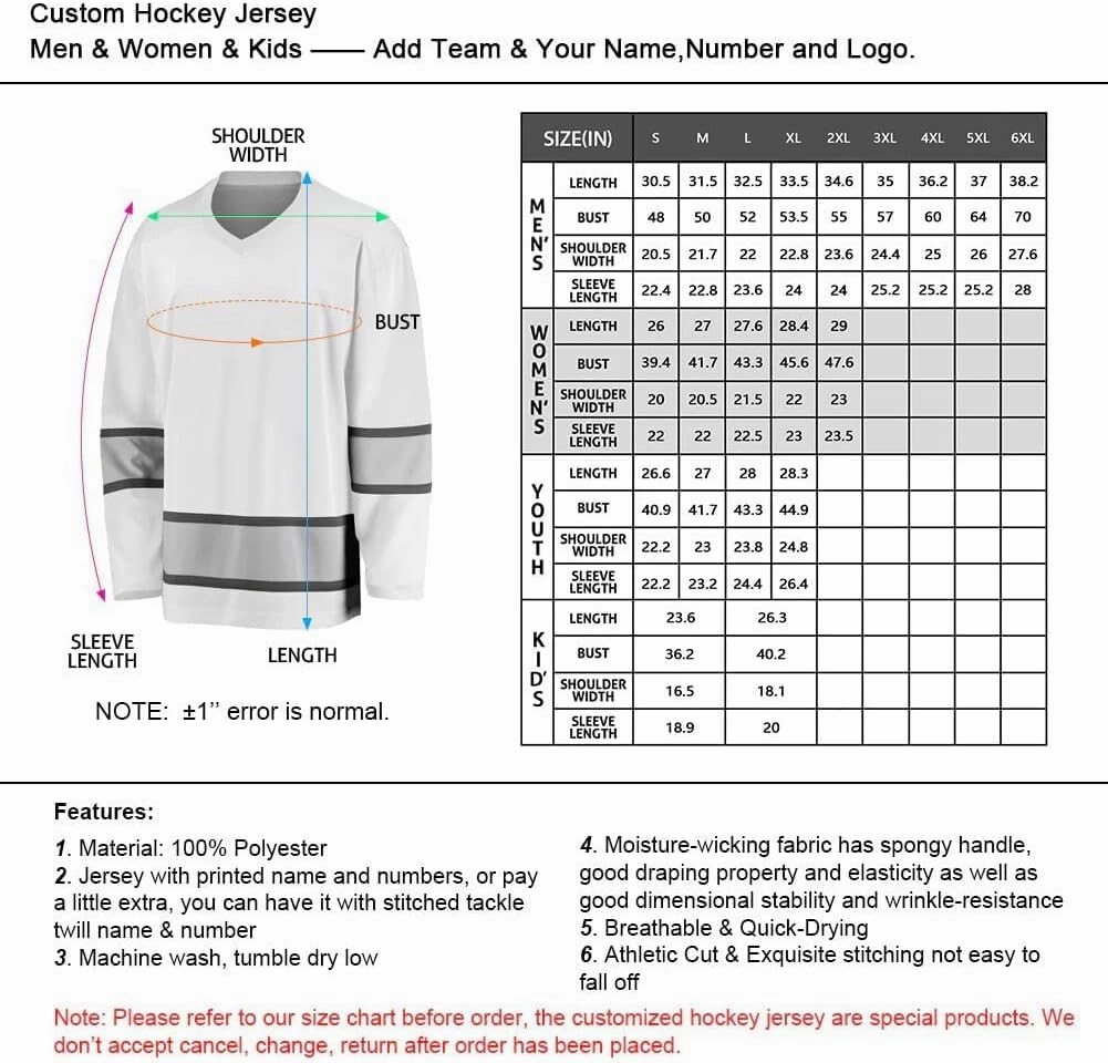 Custom National Hockey Jersey Personalized Name Number V-Neck Sports Ice Hockey Jersey Fans Gift for Men Women Youth