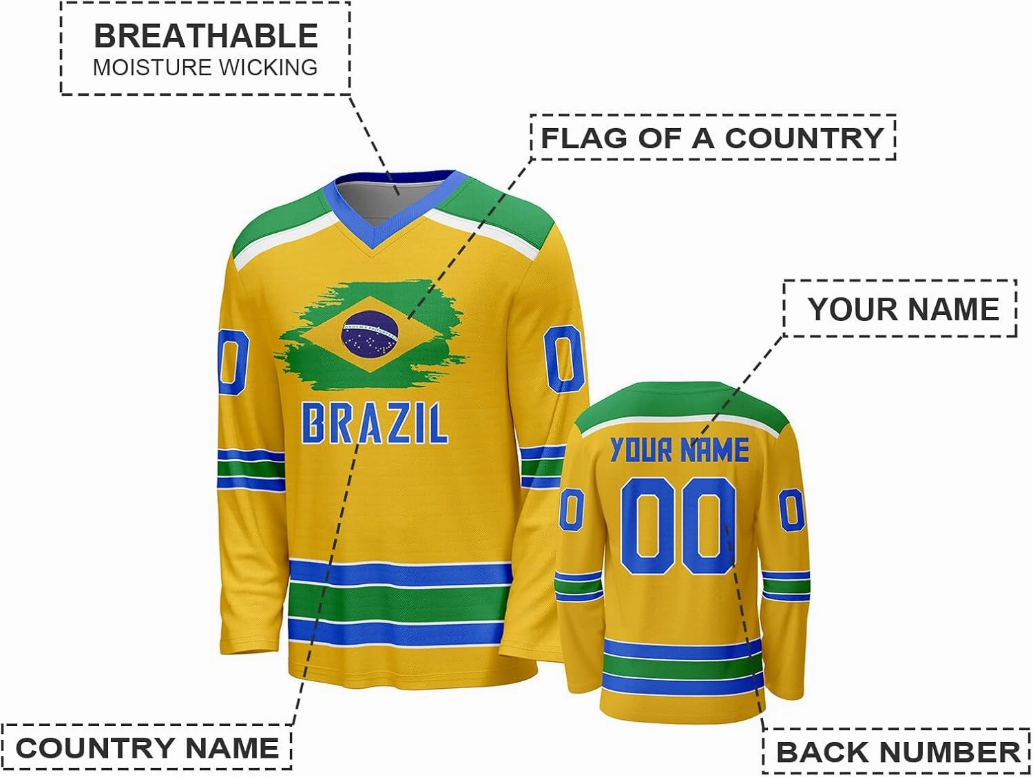 Custom National Hockey Jersey Personalized Name Number V-Neck Sports Ice Hockey Jersey Fans Gift for Men Women Youth