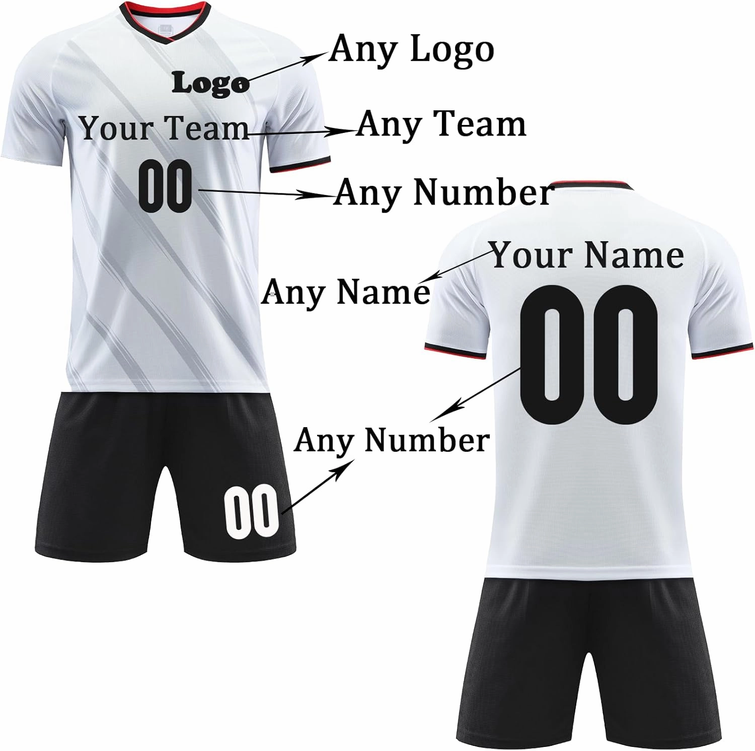Custom Soccer Jersey Kids Adults Personalized Soccer Uniform with Team Name Number Logo