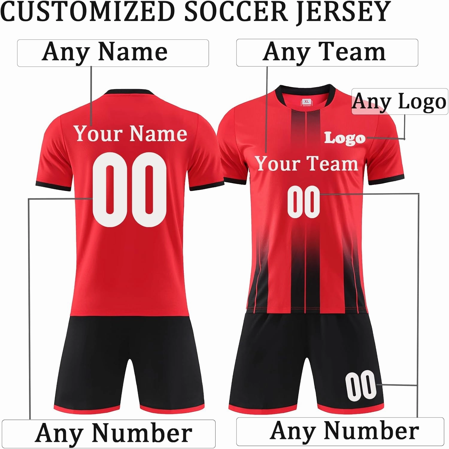 Custom Soccer Jersey Sports Team Training Soccer Uniforms Personalized Name Number Logo Soccer Jerseys for Kids Youth Men