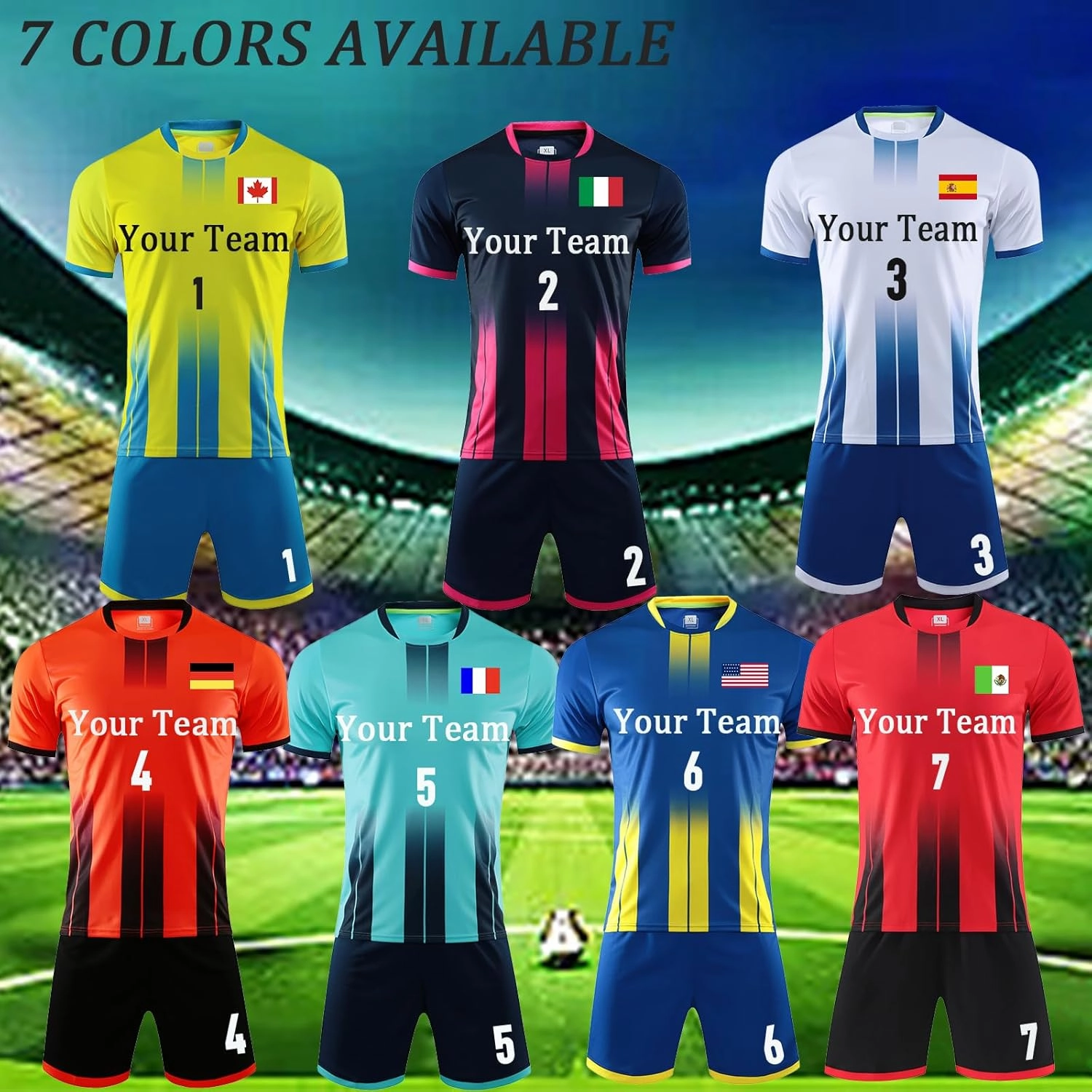 Custom Soccer Jersey Sports Team Training Soccer Uniforms Personalized Name Number Logo Soccer Jerseys for Kids Youth Men