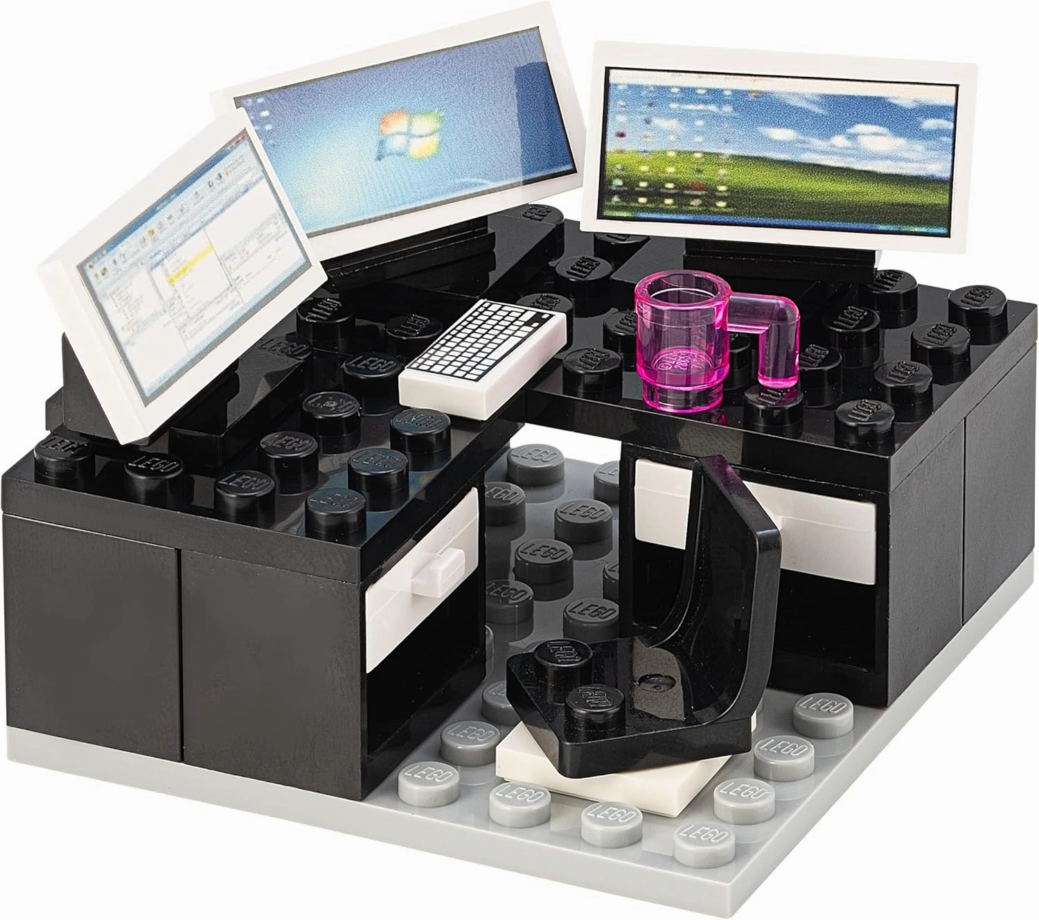 Custom Toys & Hobbies INC Building Bricks Businessman Lawyer Office Setup- Premium Quality Desk Keyboard Computer & Minifigure Holiday Birthday Gift for Kids (Busy Office)