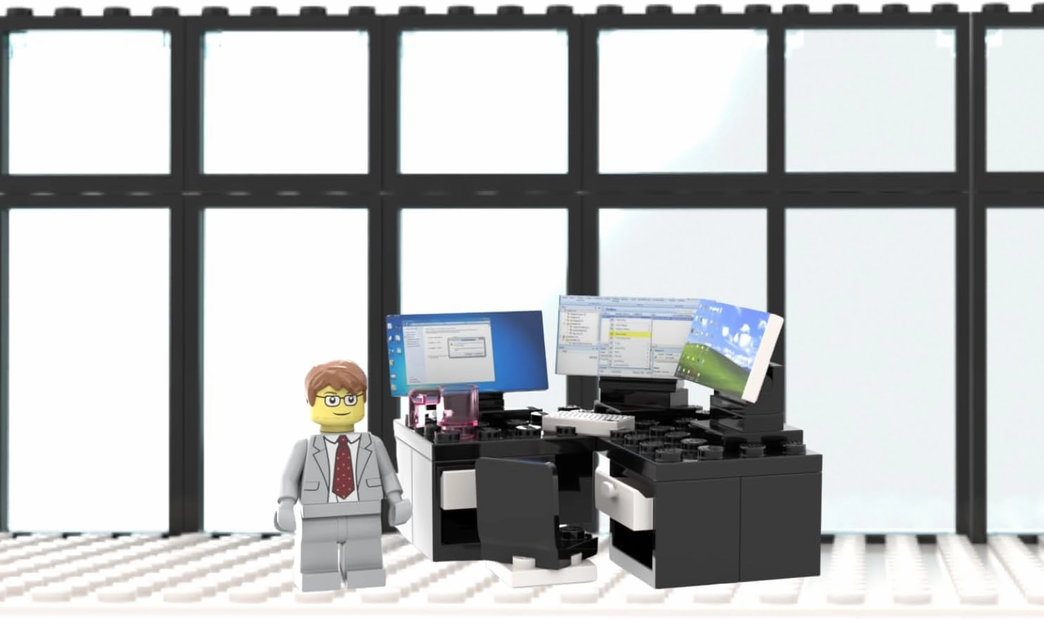 Custom Toys & Hobbies INC Building Bricks Businessman Lawyer Office Setup- Premium Quality Desk Keyboard Computer & Minifigure Holiday Birthday Gift for Kids (Busy Office)