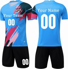 Custom Youth Soccer Jersey Kids Adults Custom Soccer Uniforms and Shorts Personalized Soccer Outfit Set with Name Number Logo