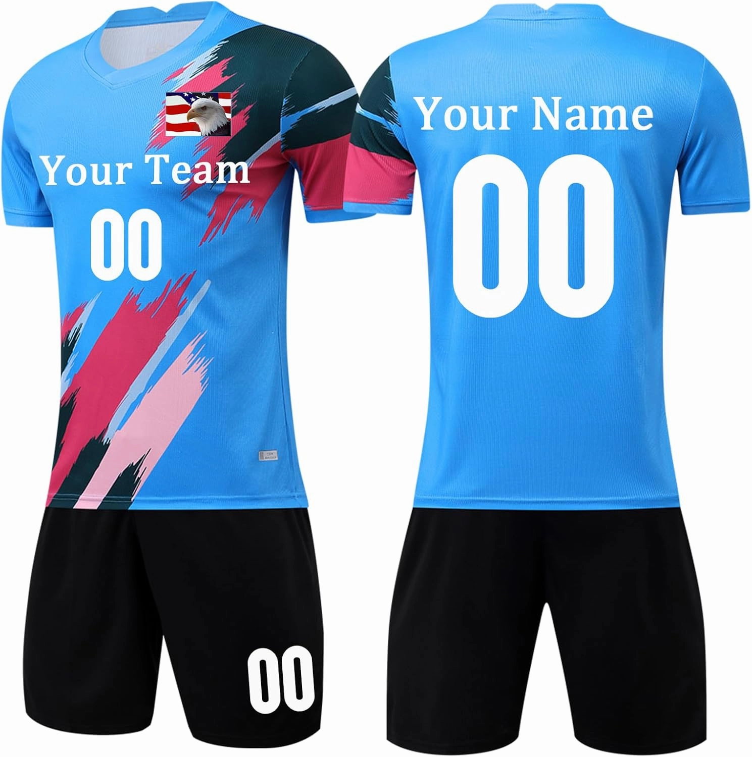 Custom Youth Soccer Jersey Kids Adults Custom Soccer Uniforms and Shorts Personalized Soccer Outfit Set with Name Number Logo