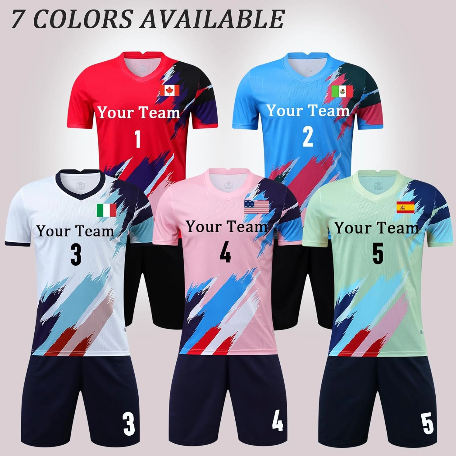 Custom Youth Soccer Jersey Kids Adults Custom Soccer Uniforms and Shorts Personalized Soccer Outfit Set with Name Number Logo