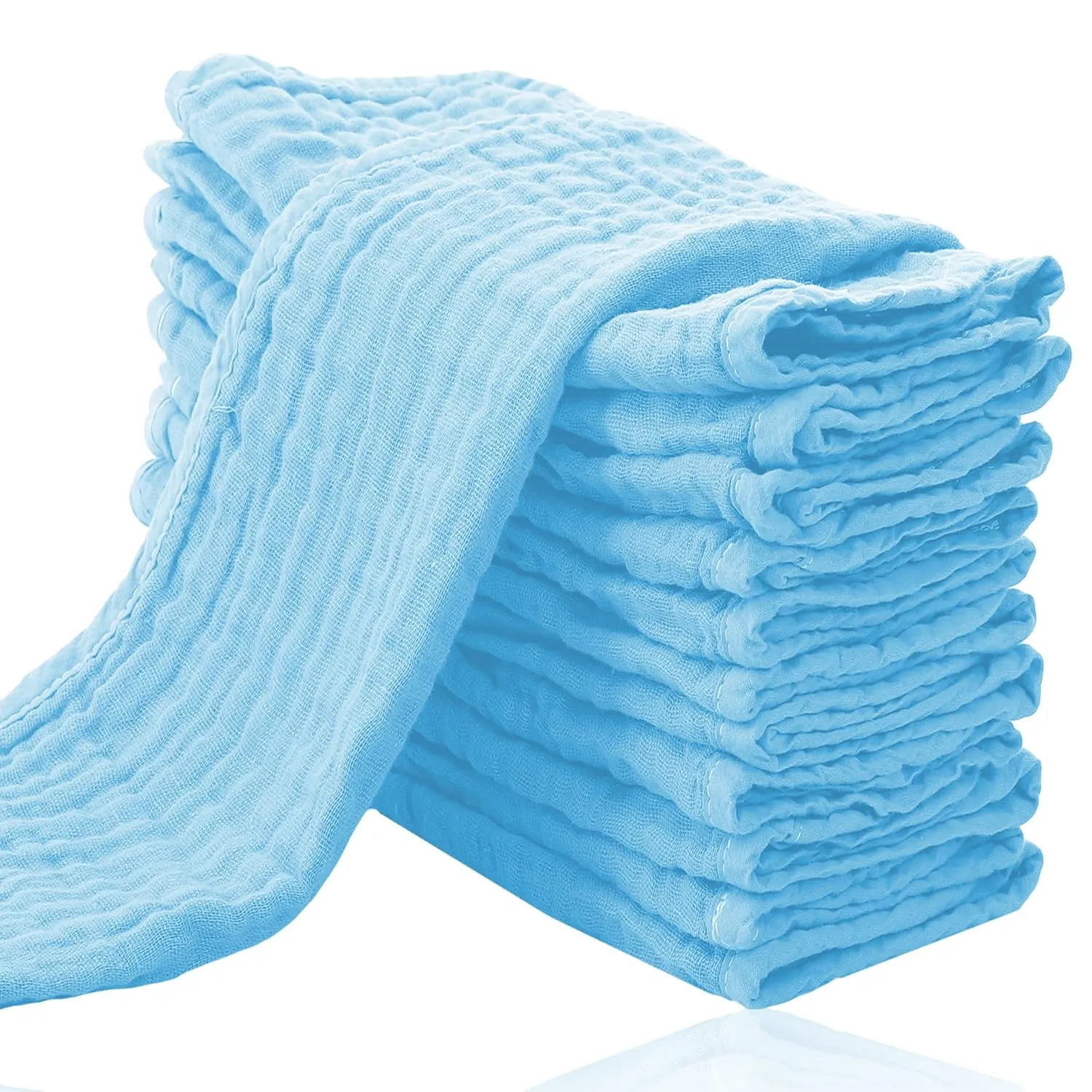 Cute Castle 12 Pack Muslin Burp Cloths for Baby - Ultra-Soft 100% Cotton Baby Washcloths - Large 20'' by 10'' Super Absorbent Milk Spit Up Rags - Burpy Cloths for Unisex, Boy, Girl - Aquamarine