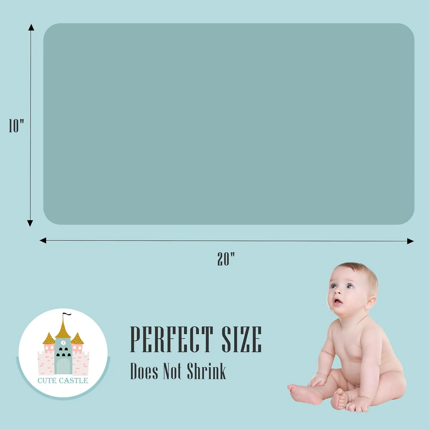 Cute Castle 12 Pack Muslin Burp Cloths for Baby - Ultra-Soft 100% Cotton Baby Washcloths - Large 20'' by 10'' Super Absorbent Milk Spit Up Rags - Burpy Cloths for Unisex, Boy, Girl - Dark Green