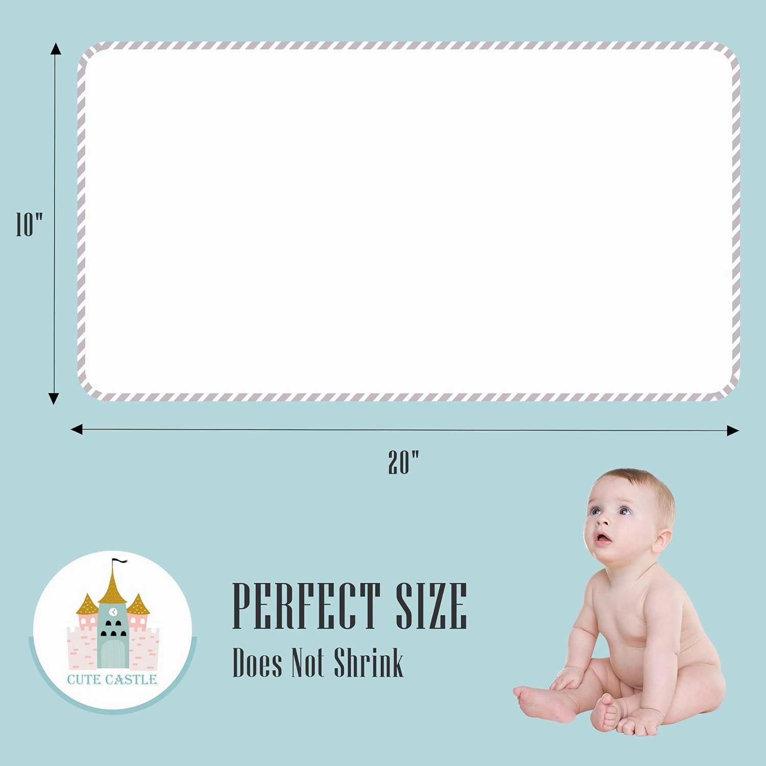 Cute Castle 12 Pack Muslin Burp Cloths for Baby - Ultra-Soft 100% Cotton Baby Washcloths - Large 20'' by 10'' Super Absorbent Milk Spit Up Rags - Burpy Cloths for Unisex, Boy, Girl - Stripe