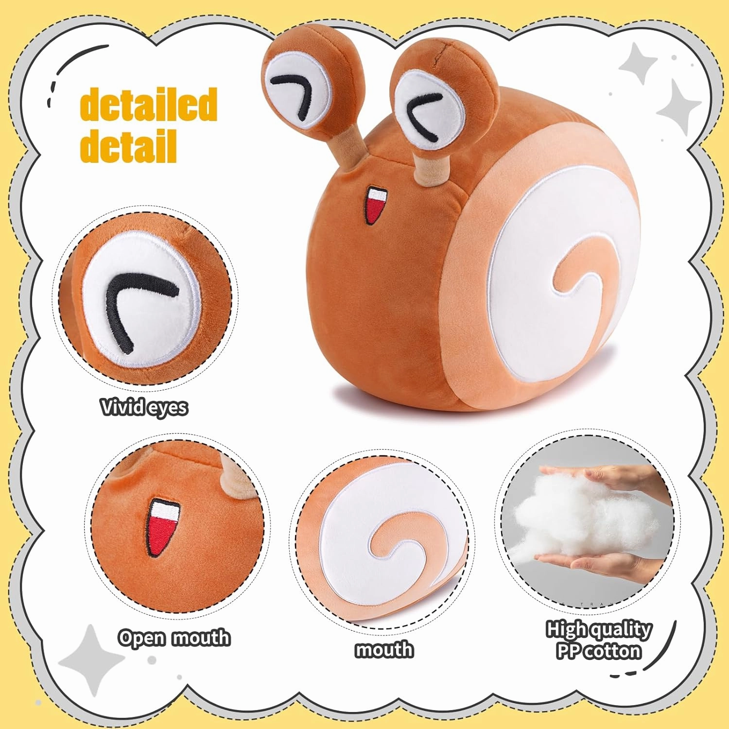 Cute Snail Plush Toy, Snail Stuffed Animal Creative Plush Toy Fusion Cream Roll, Home Car Decoration, Gift for Kids (Orange)