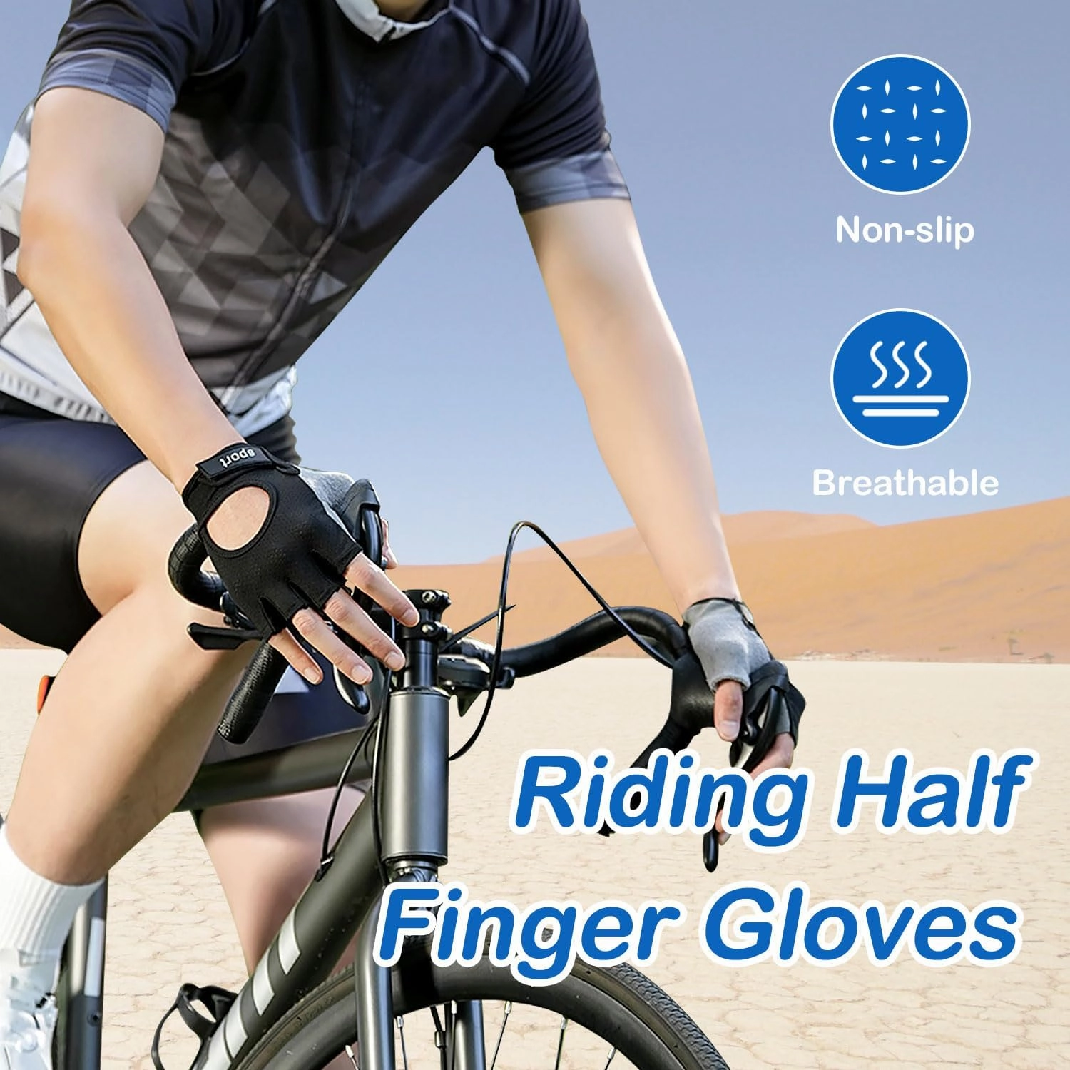 Cycling Gloves Men Women Bike Gloves Half Finger Road Bike MTB Gloves Sports Cycling Bike Gloves Mountain Bicycle Gloves Breathable Shock-Absorbing Biking Gloves Motorcycle
