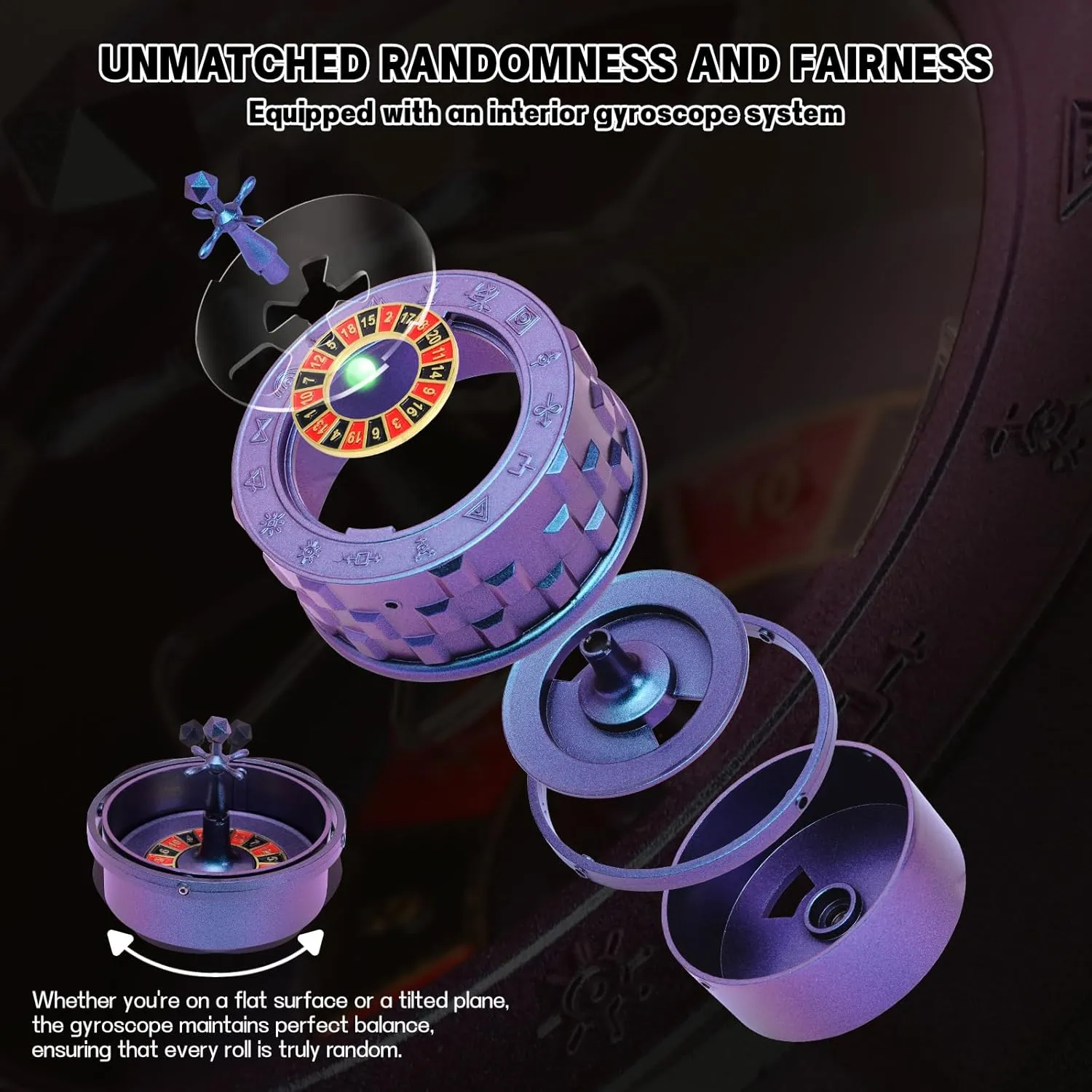 CZYY Roulette Dice - 7-in-1 Metal Spinner Dice Set, Unique Spinning Dice, Desk Fidget Gadget - Cool DND Role Playing Dice, Gift & Accessories for D&D, Tabletop RPG, Board Game (Sliver)