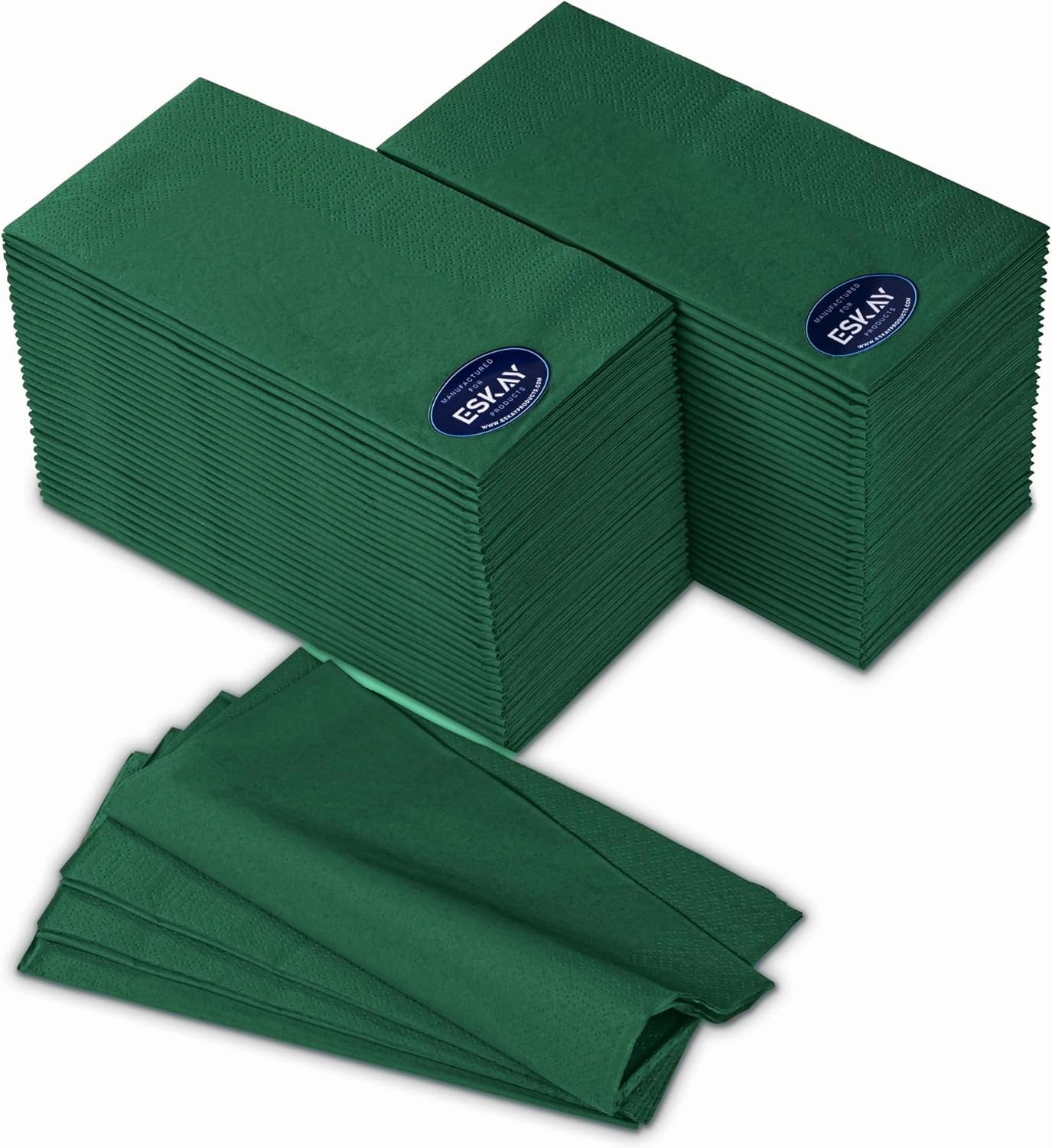 Dark Green Dinner Napkins, 3-Ply Disposable Paper Napkins-Bar 1/8 Folded, Dinners, Weddings, Birthday, EU Made, (250 Count)
