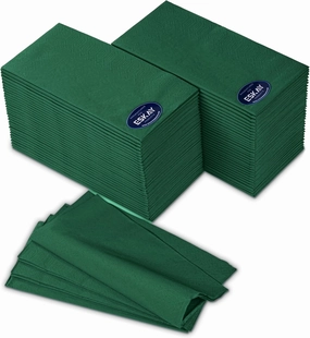 Dark Green Dinner Napkins, 3-Ply Disposable Paper Napkins-Bar 1/8 Folded, Dinners, Weddings, Birthday, EU Made, (250 Count)