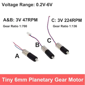 DC 1.5V 3V 3.7V 5V 47RPM/224RPM Mini 6mm Planetary Gearbox Gear Reducer Motor Reduction Micro Coreless Motor For DIY Smart Car Robot - (Speed(RPM): B)