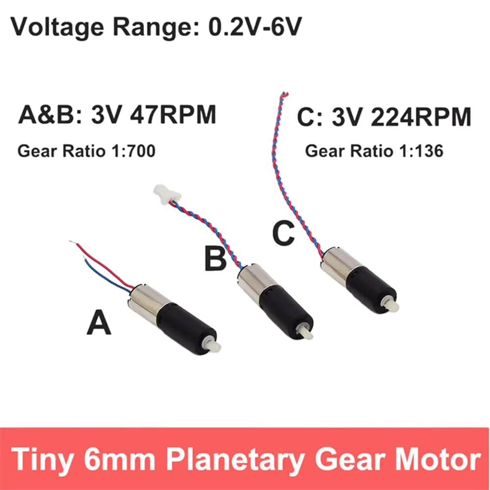 DC 1.5V 3V 3.7V 5V 47RPM/224RPM Mini 6mm Planetary Gearbox Gear Reducer Motor Reduction Micro Coreless Motor For DIY Smart Car Robot - (Speed(RPM): B)