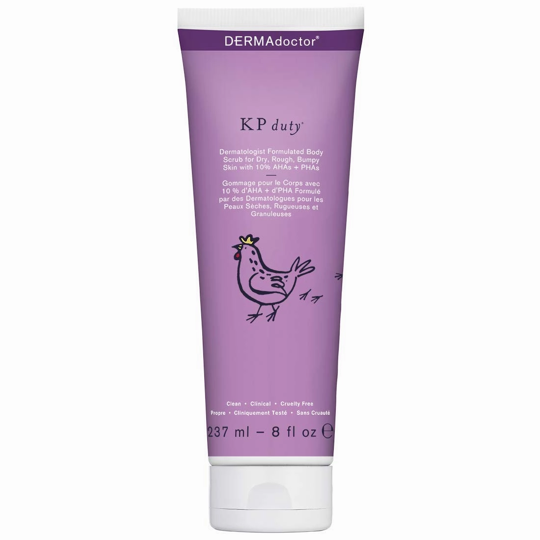 DERMAdoctor KP Duty Body Scrub Dermatologist Formulated Exfoliant for Keratosis Pilaris and Dry, Rough, Bumpy Skin with 10% AHAs   PHAs, 8 fl oz