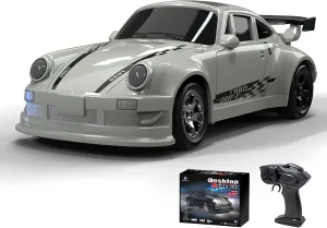 Desktop Mini Size 1:64 Scale 4WD RC Drift Car with Skill-Building Drift Control & LED Lights – Learn Drift Techniques, Fast Charge, Adjustable Throttle, 2.4GHz Remote – Gray