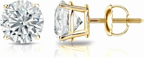 Diamond Wish 18k Yellow Gold Round Diamond Stud Earrings (3/4ct TW, G-H, SI1-SI2, IGI Certified) 4-Prong Basket, Screw Back