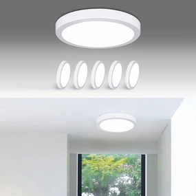 DINGLILIGHTING 5Pack LED Flush Mount Ceiling Light-24W 11.81” Surface Mounted Down Lights, 5000K Cool White, Round Lighting Fixture for Kitchen, Closet, Hallway, Stairwell, Dining Room
