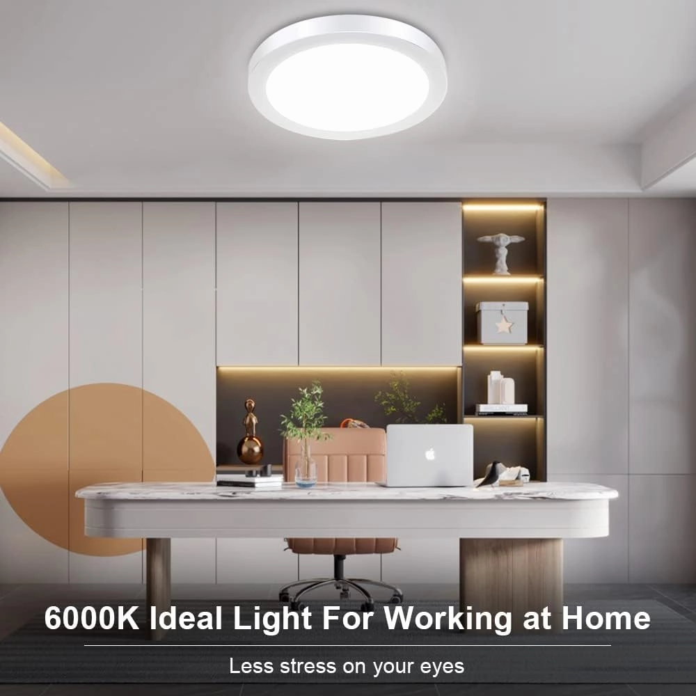 DINGLILIGHTING 5Pack LED Flush Mount Ceiling Light-24W 11.81” Surface Mounted Down Lights, 5000K Cool White, Round Lighting Fixture for Kitchen, Closet, Hallway, Stairwell, Dining Room